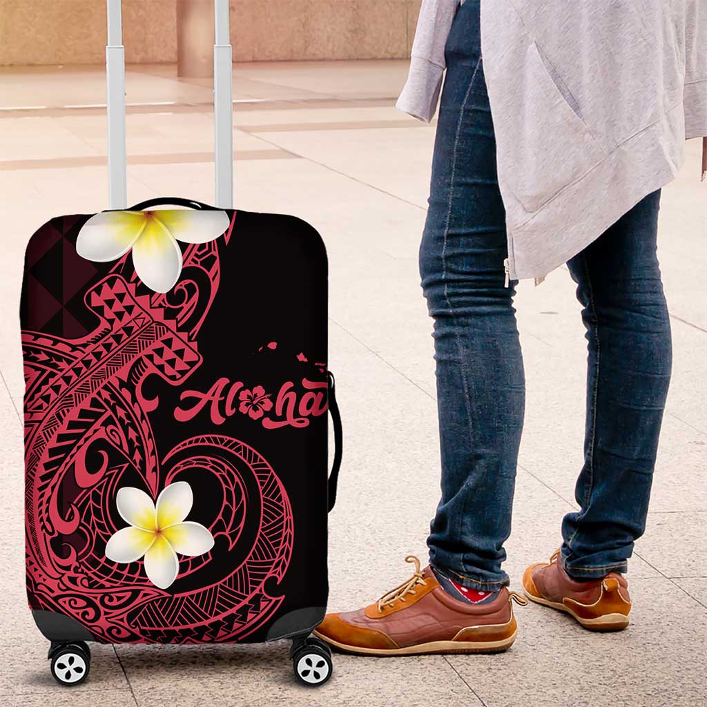 Aloha Hammerhead Shark Luggage Cover Feverish Pink Hawaiian Kakau Tribal Tattoo