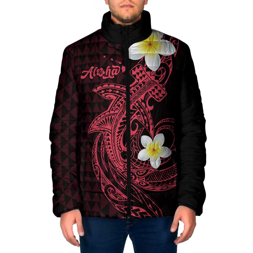 Aloha Hammerhead Shark Padded Jacket Feverish Pink Hawaiian Kakau Tribal Tattoo - Polynesian Pride