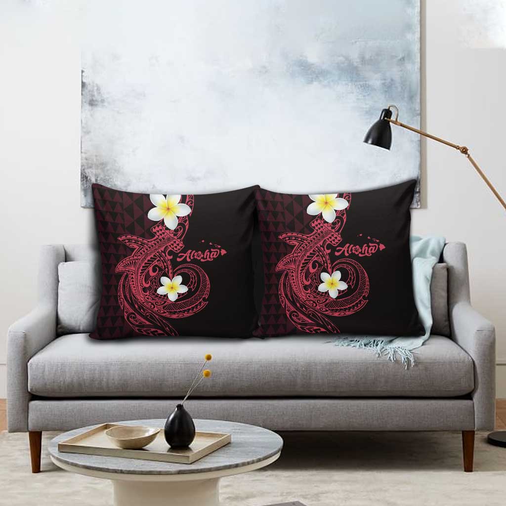 Aloha Hammerhead Shark Pillow Cover Feverish Pink Hawaiian Kakau Tribal Tattoo - Polynesian Pride