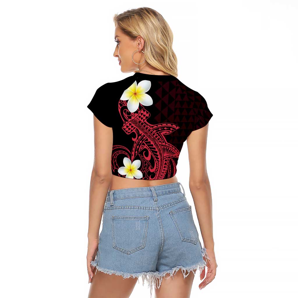 Aloha Hammerhead Shark Raglan Cropped T Shirt Feverish Pink Hawaiian Kakau Tribal Tattoo