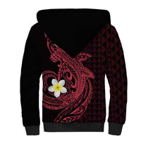 Aloha Hammerhead Shark Sherpa Hoodie Feverish Pink Hawaiian Kakau Tribal Tattoo