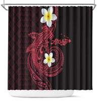 Aloha Hammerhead Shark Shower Curtain Feverish Pink Hawaiian Kakau Tribal Tattoo