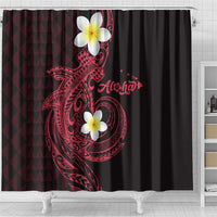 Aloha Hammerhead Shark Shower Curtain Feverish Pink Hawaiian Kakau Tribal Tattoo