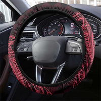 Aloha Hammerhead Shark Steering Wheel Cover Feverish Pink Hawaiian Kakau Tribal Tattoo