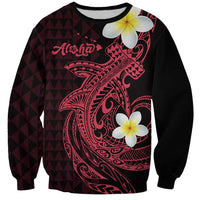 Aloha Hammerhead Shark Sweatshirt Feverish Pink Hawaiian Kakau Tribal Tattoo