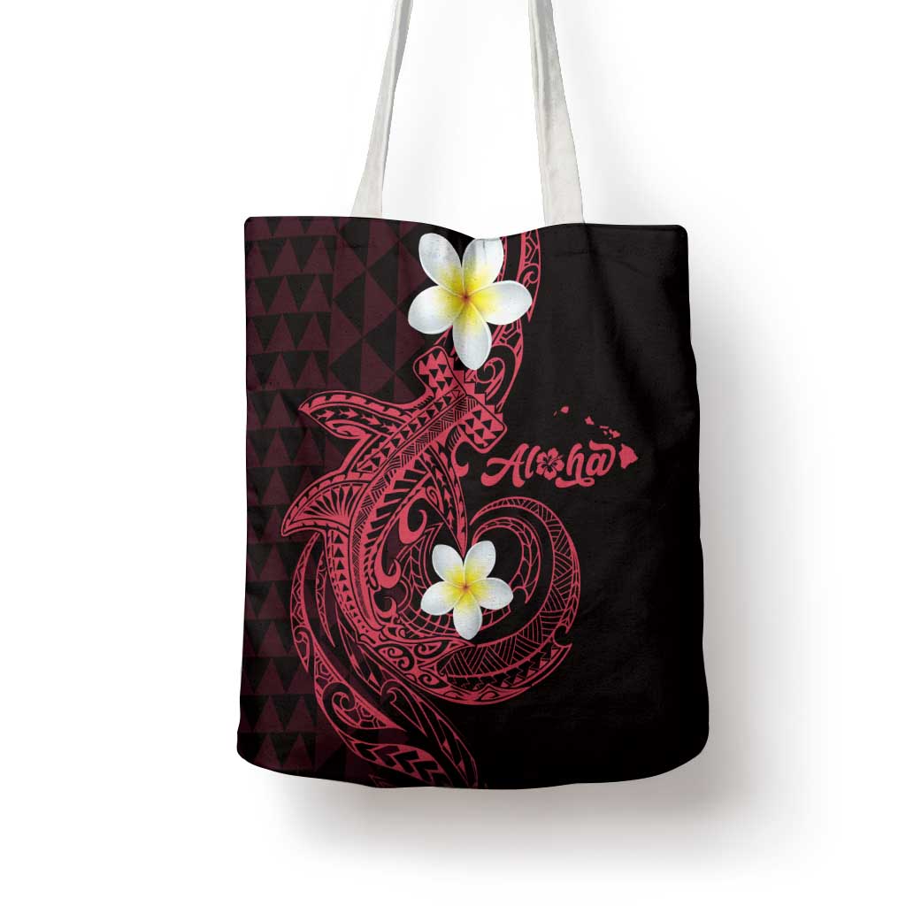 Aloha Hammerhead Shark Tote Bag Feverish Pink Hawaiian Kakau Tribal Tattoo - Polynesian Pride