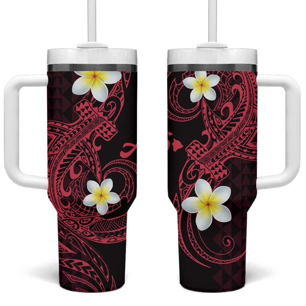 Aloha Hammerhead Shark Tumbler With Handle Feverish Pink Hawaiian Kakau Tribal Tattoo