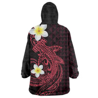 Aloha Hammerhead Shark Wearable Blanket Hoodie Feverish Pink Hawaiian Kakau Tribal Tattoo