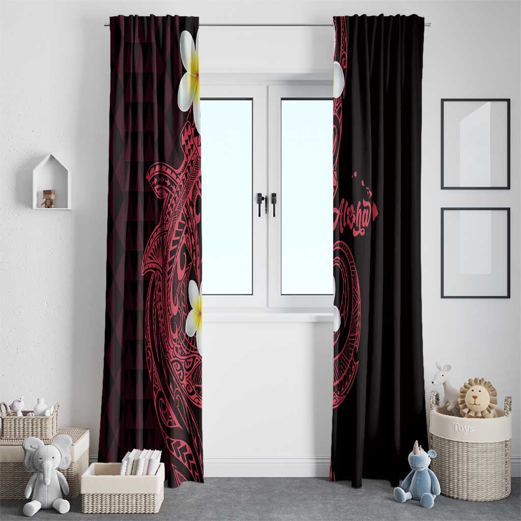 Aloha Hammerhead Shark Window Curtain Feverish Pink Hawaiian Kakau Tribal Tattoo