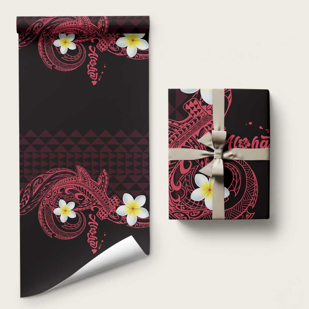 Aloha Hammerhead Shark Wrapping Paper Feverish Pink Hawaiian Kakau Tribal Tattoo - Polynesian Pride