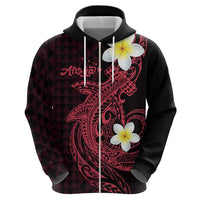 Aloha Hammerhead Shark Zip Hoodie Feverish Pink Hawaiian Kakau Tribal Tattoo