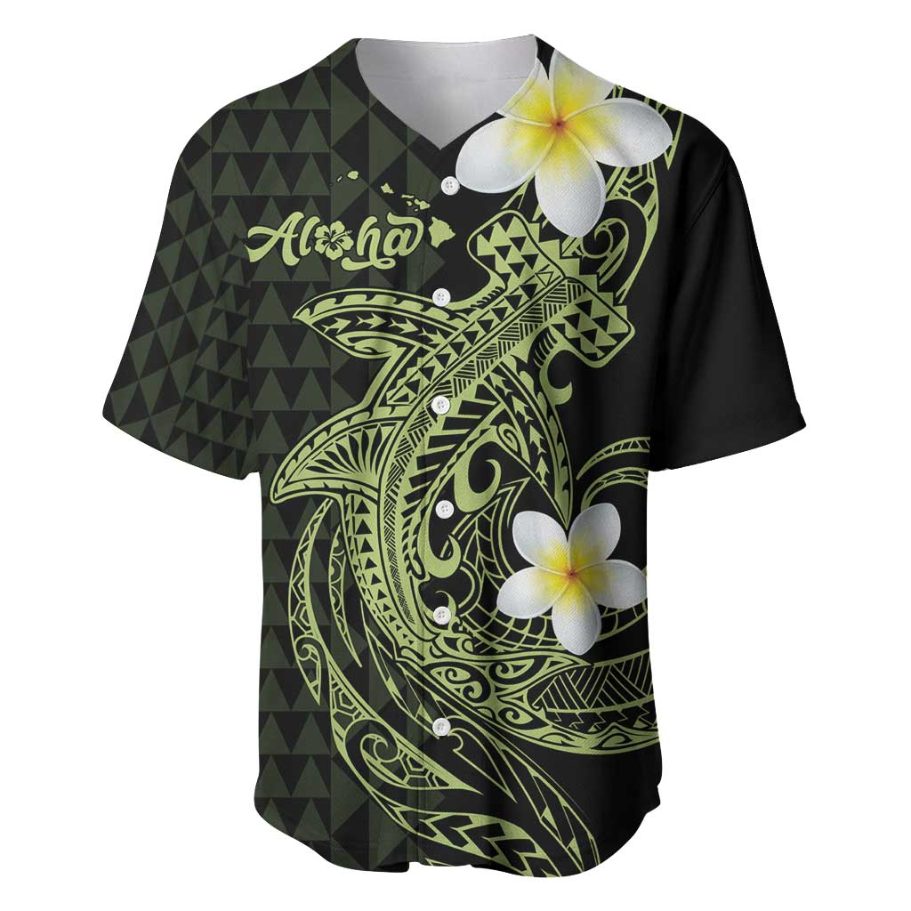 Aloha Hammerhead Shark Baseball Jersey Lime Rickey Hawaiian Kakau Tribal Tattoo