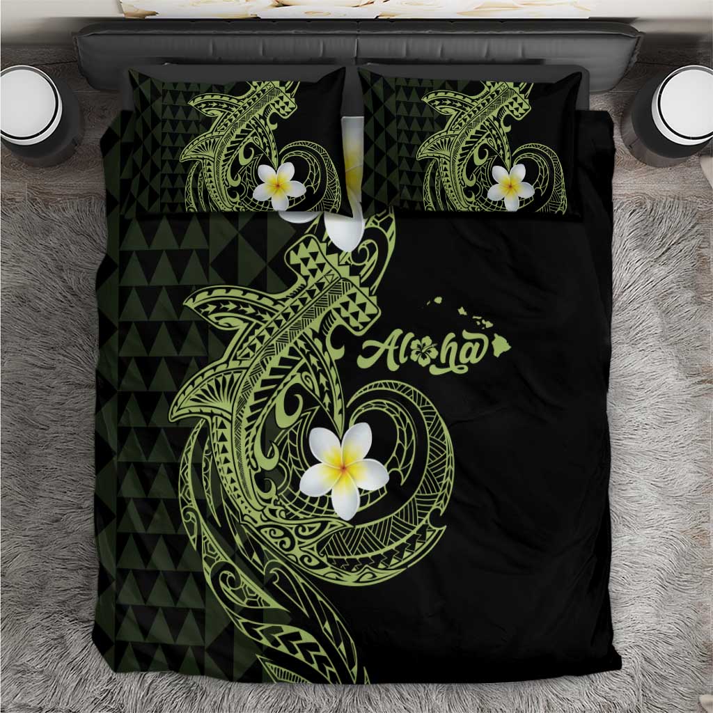 Aloha Hammerhead Shark Bedding Set Lime Rickey Hawaiian Kakau Tribal Tattoo