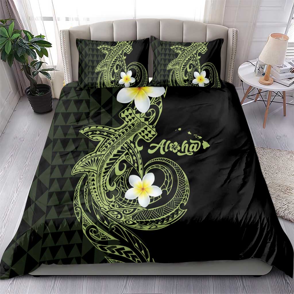 Aloha Hammerhead Shark Bedding Set Lime Rickey Hawaiian Kakau Tribal Tattoo