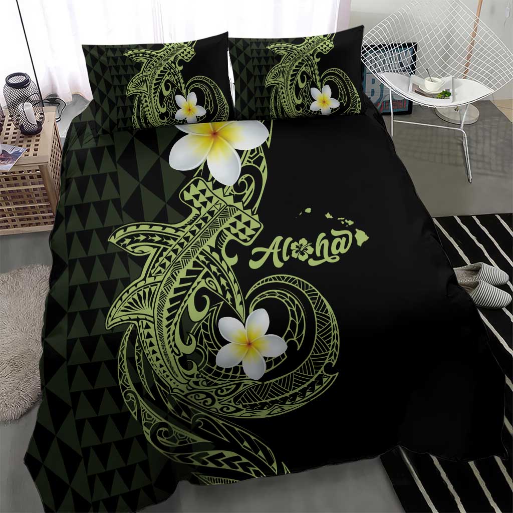 Aloha Hammerhead Shark Bedding Set Lime Rickey Hawaiian Kakau Tribal Tattoo