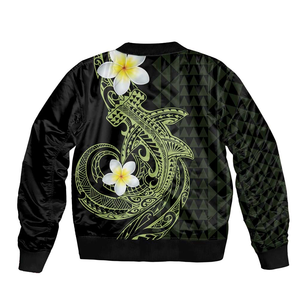 Aloha Hammerhead Shark Bomber Jacket Lime Rickey Hawaiian Kakau Tribal Tattoo