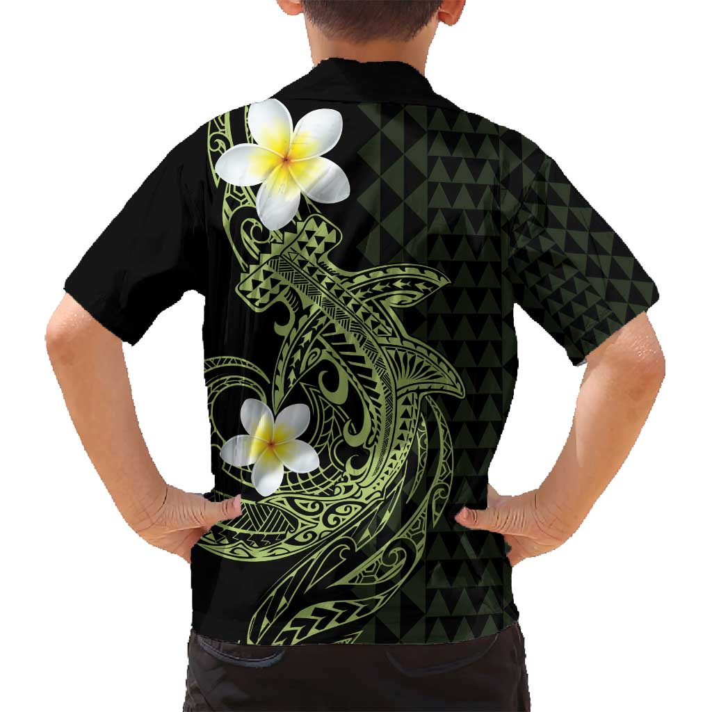 Aloha Hammerhead Shark Family Matching Off Shoulder Short Dress and Hawaiian Shirt Lime Rickey Hawaiian Kakau Tribal Tattoo LT9 - Polynesian Pride