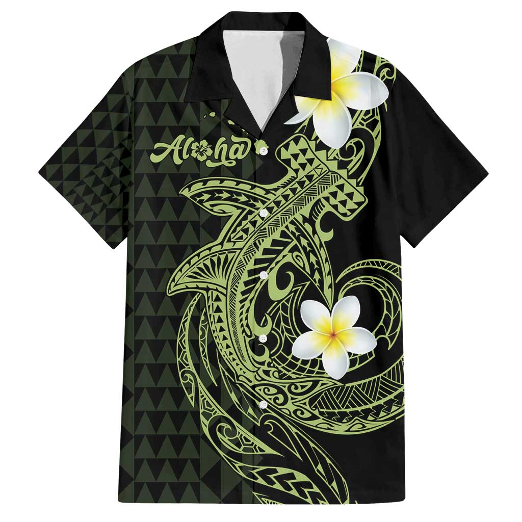 Aloha Hammerhead Shark Family Matching Off Shoulder Short Dress and Hawaiian Shirt Lime Rickey Hawaiian Kakau Tribal Tattoo LT9 Dad's Shirt - Short Sleeve Lime - Polynesian Pride