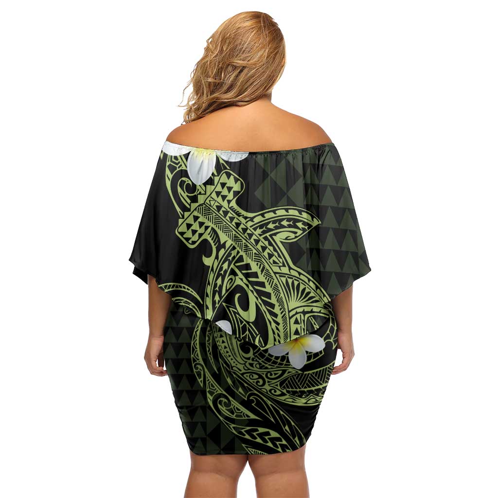 Aloha Hammerhead Shark Family Matching Off Shoulder Short Dress and Hawaiian Shirt Lime Rickey Hawaiian Kakau Tribal Tattoo LT9 - Polynesian Pride