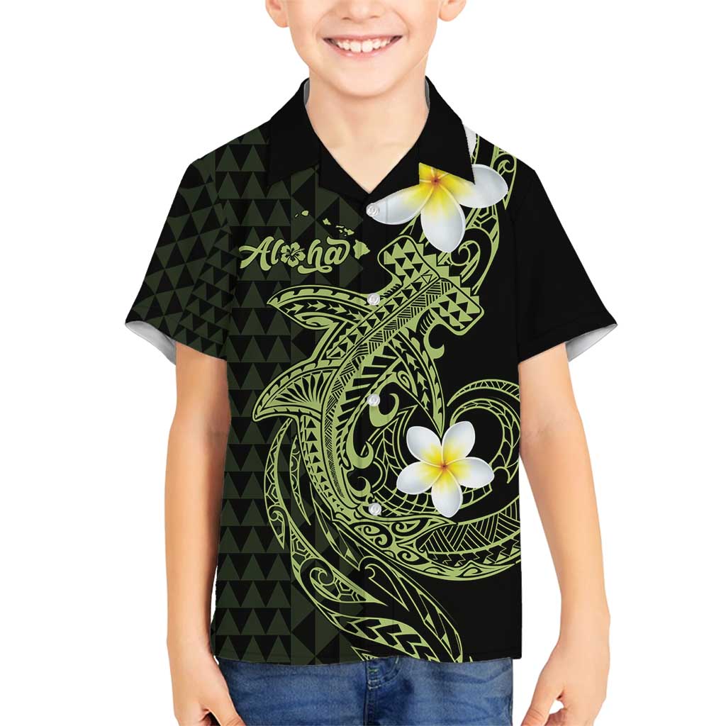 Aloha Hammerhead Shark Family Matching Off Shoulder Short Dress and Hawaiian Shirt Lime Rickey Hawaiian Kakau Tribal Tattoo LT9 Son's Shirt Lime - Polynesian Pride