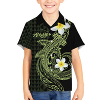 Aloha Hammerhead Shark Family Matching Off Shoulder Short Dress and Hawaiian Shirt Lime Rickey Hawaiian Kakau Tribal Tattoo LT9 Son's Shirt Lime - Polynesian Pride