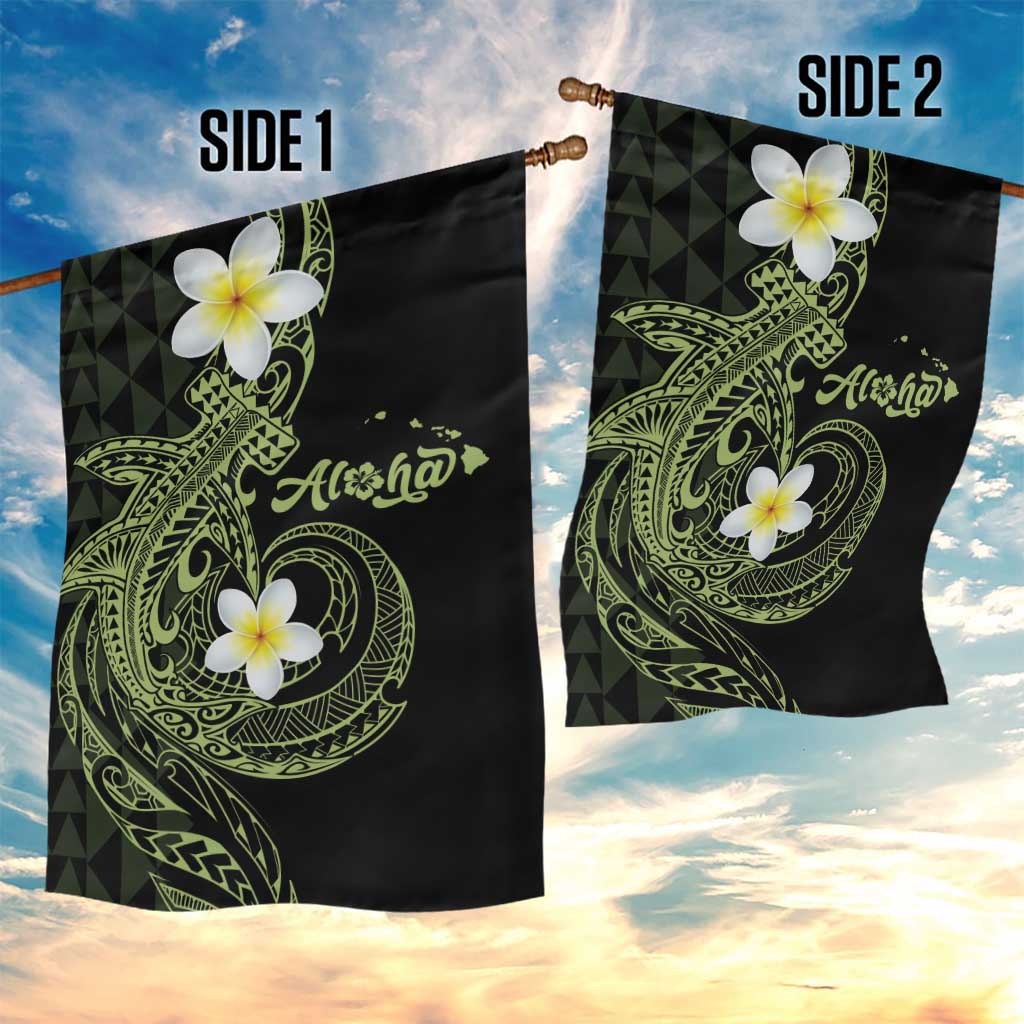 Aloha Hammerhead Shark Garden Flag Lime Rickey Hawaiian Kakau Tribal Tattoo
