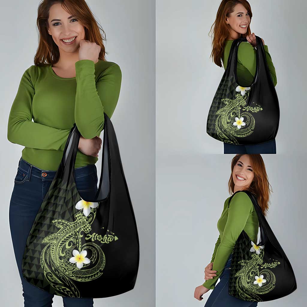 Aloha Hammerhead Shark Grocery Bag Lime Rickey Hawaiian Kakau Tribal Tattoo