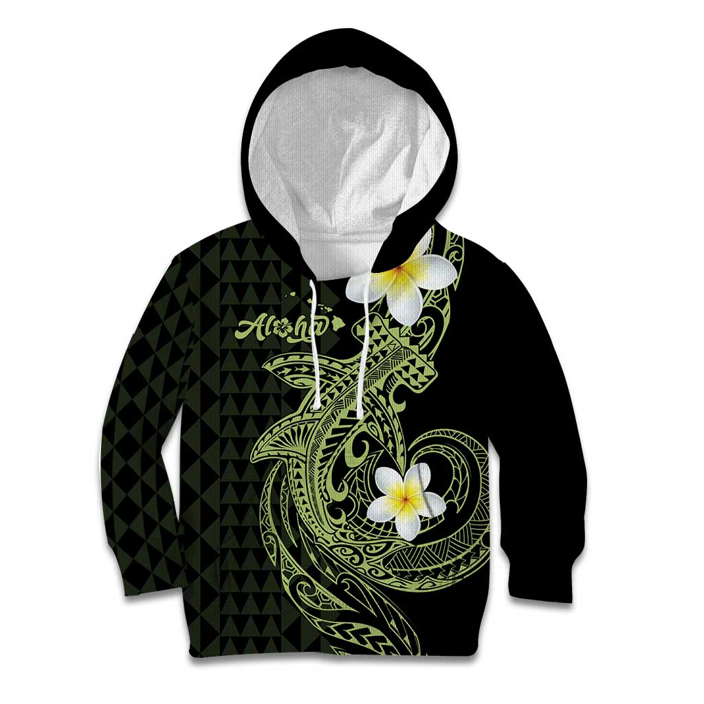 Aloha Hammerhead Shark Kid Hoodie Lime Rickey Hawaiian Kakau Tribal Tattoo