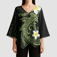 Aloha Hammerhead Shark Kimono Sleeve Blouse Lime Rickey Hawaiian Kakau Tribal Tattoo - Polynesian Pride