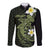 Aloha Hammerhead Shark Long Sleeve Button Shirt Lime Rickey Hawaiian Kakau Tribal Tattoo