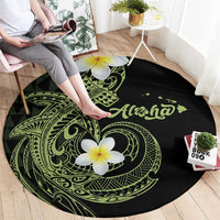 Aloha Hammerhead Shark Round Carpet Lime Rickey Hawaiian Kakau Tribal Tattoo