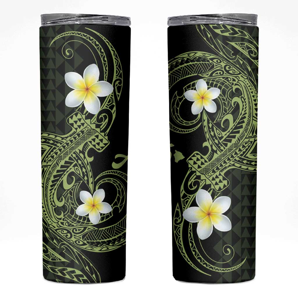 Aloha Hammerhead Shark Skinny Tumbler Lime Rickey Hawaiian Kakau Tribal Tattoo