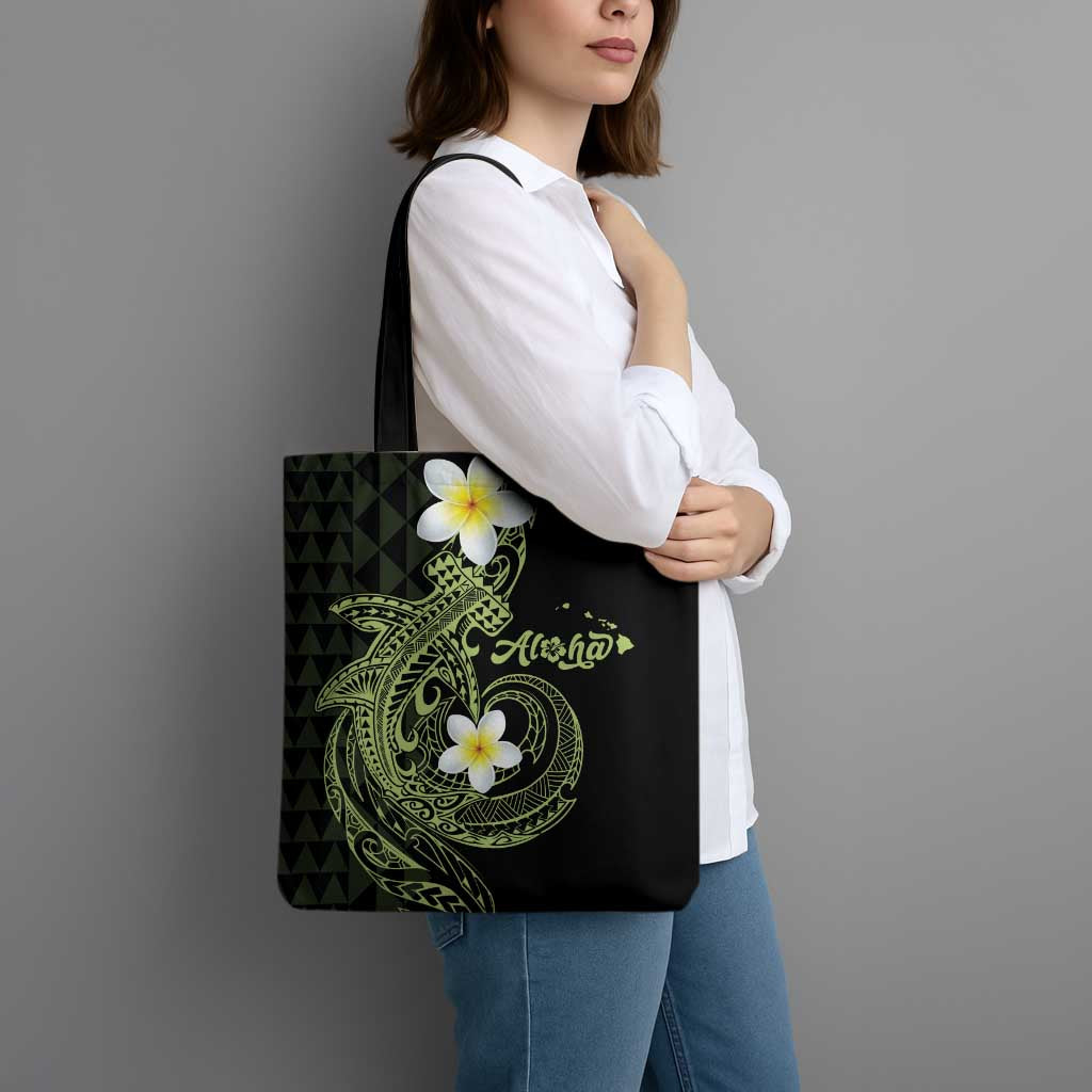 Aloha Hammerhead Shark Tote Bag Lime Rickey Hawaiian Kakau Tribal Tattoo - Polynesian Pride