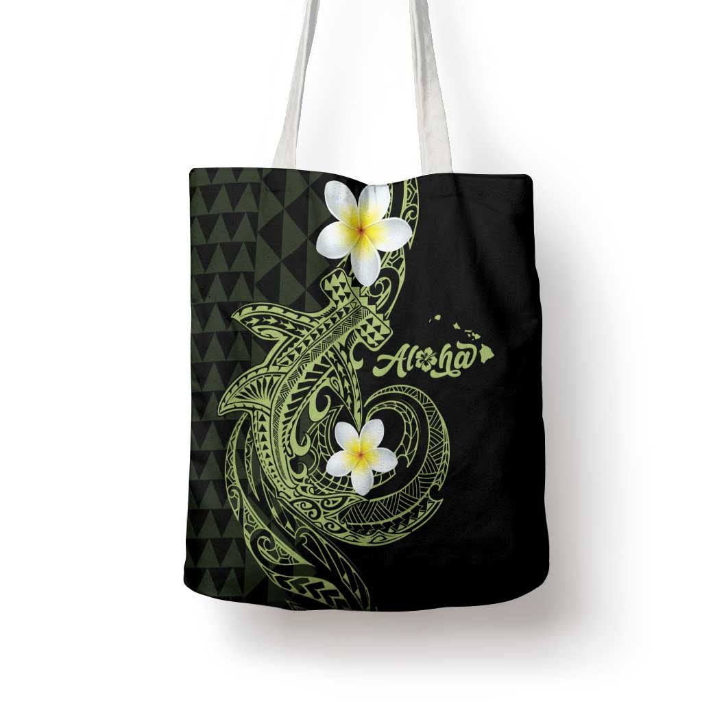 Aloha Hammerhead Shark Tote Bag Lime Rickey Hawaiian Kakau Tribal Tattoo - Polynesian Pride