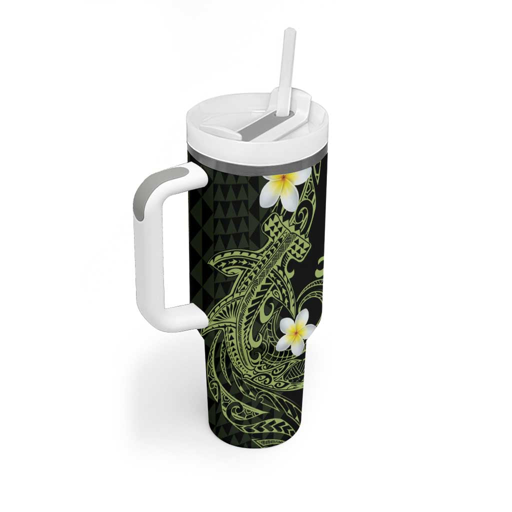 Aloha Hammerhead Shark Tumbler With Handle Lime Rickey Hawaiian Kakau Tribal Tattoo