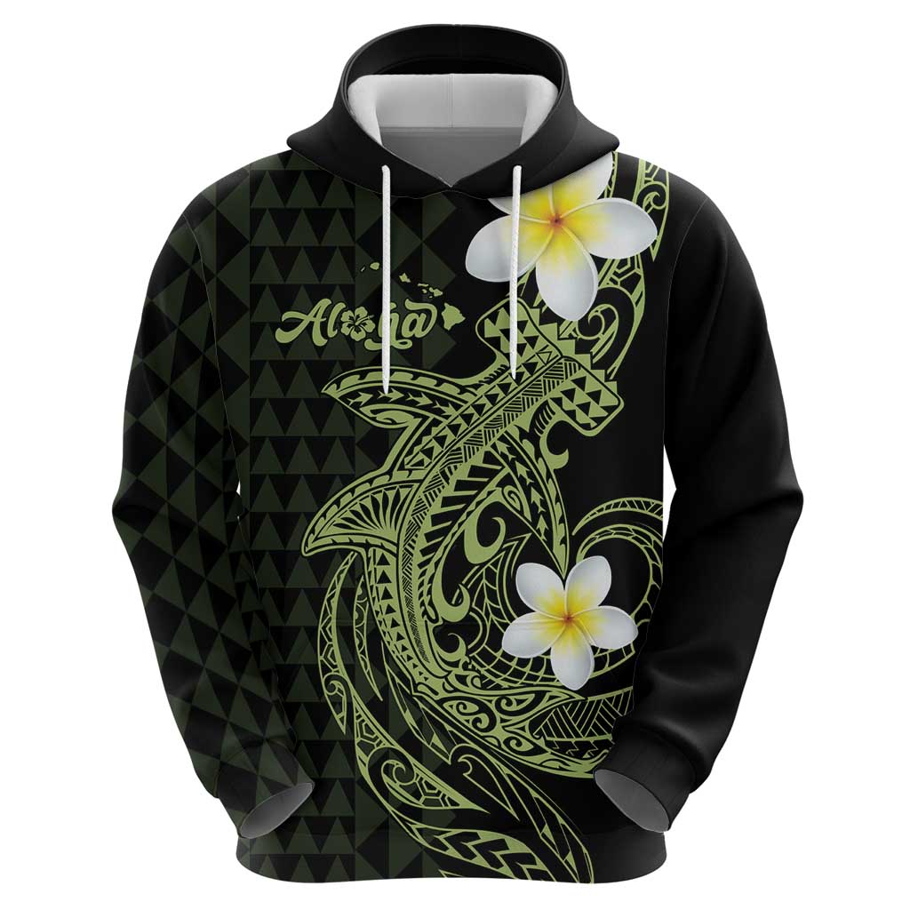Aloha Hammerhead Shark Zip Hoodie Lime Rickey Hawaiian Kakau Tribal Tattoo