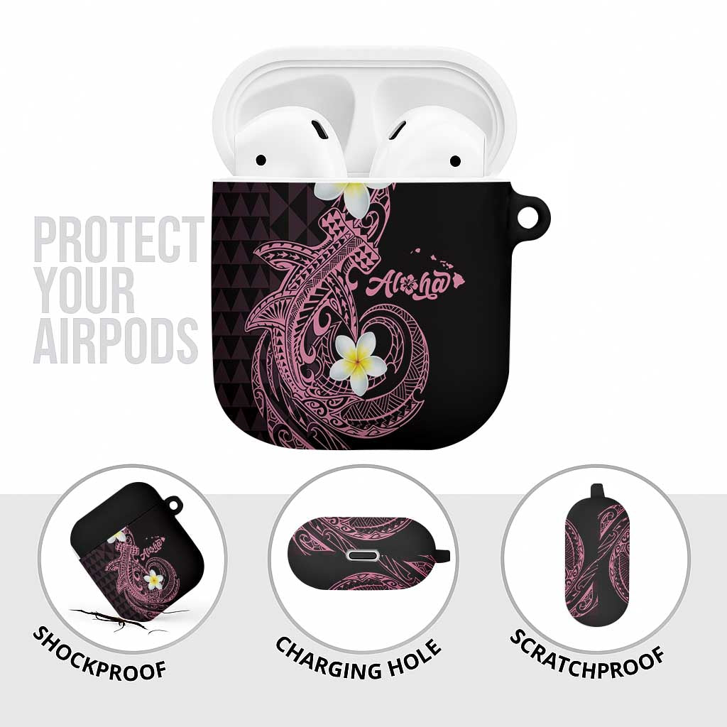 Aloha Hammerhead Shark AirPods Case Vivacious Pink Hawaiian Kakau Tribal Tattoo - Polynesian Pride