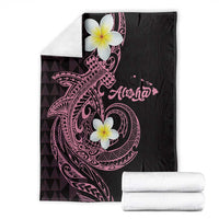 Aloha Hammerhead Shark Blanket Vivacious Pink Hawaiian Kakau Tribal Tattoo