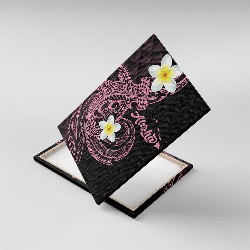 Aloha Hammerhead Shark Canvas Wall Art Vivacious Pink Hawaiian Kakau Tribal Tattoo