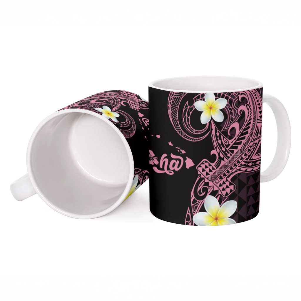 Aloha Hammerhead Shark Ceramic Mug Vivacious Pink Hawaiian Kakau Tribal Tattoo - Polynesian Pride
