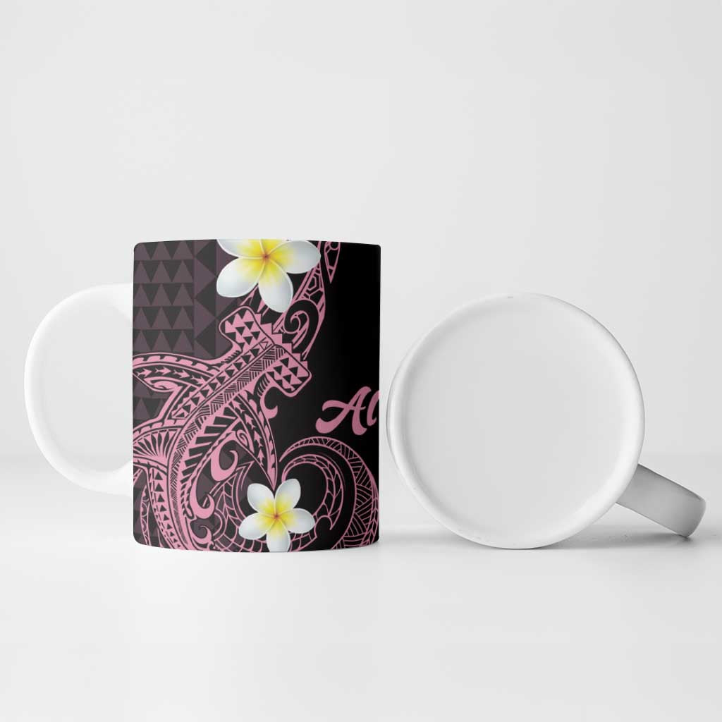 Aloha Hammerhead Shark Ceramic Mug Vivacious Pink Hawaiian Kakau Tribal Tattoo - Polynesian Pride