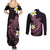 Aloha Hammerhead Shark Couples Matching Summer Maxi Dress and Long Sleeve Button Shirt Vivacious Pink Hawaiian Kakau Tribal Tattoo