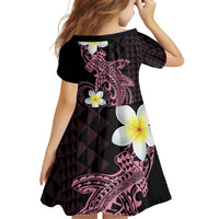 Aloha Hammerhead Shark Family Matching Long Sleeve Bodycon Dress and Hawaiian Shirt Vivacious Pink Hawaiian Kakau Tribal Tattoo
