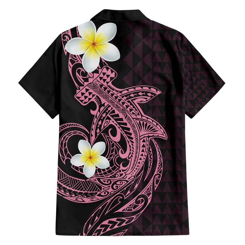 Aloha Hammerhead Shark Family Matching Long Sleeve Bodycon Dress and Hawaiian Shirt Vivacious Pink Hawaiian Kakau Tribal Tattoo