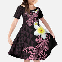 Aloha Hammerhead Shark Family Matching Mermaid Dress and Hawaiian Shirt Vivacious Pink Hawaiian Kakau Tribal Tattoo