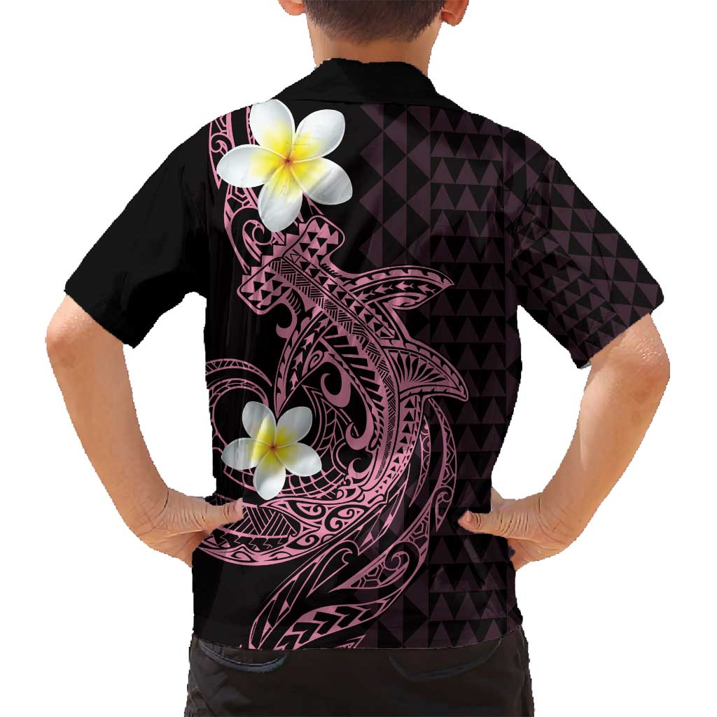 Aloha Hammerhead Shark Family Matching Off Shoulder Short Dress and Hawaiian Shirt Vivacious Pink Hawaiian Kakau Tribal Tattoo LT9 - Polynesian Pride