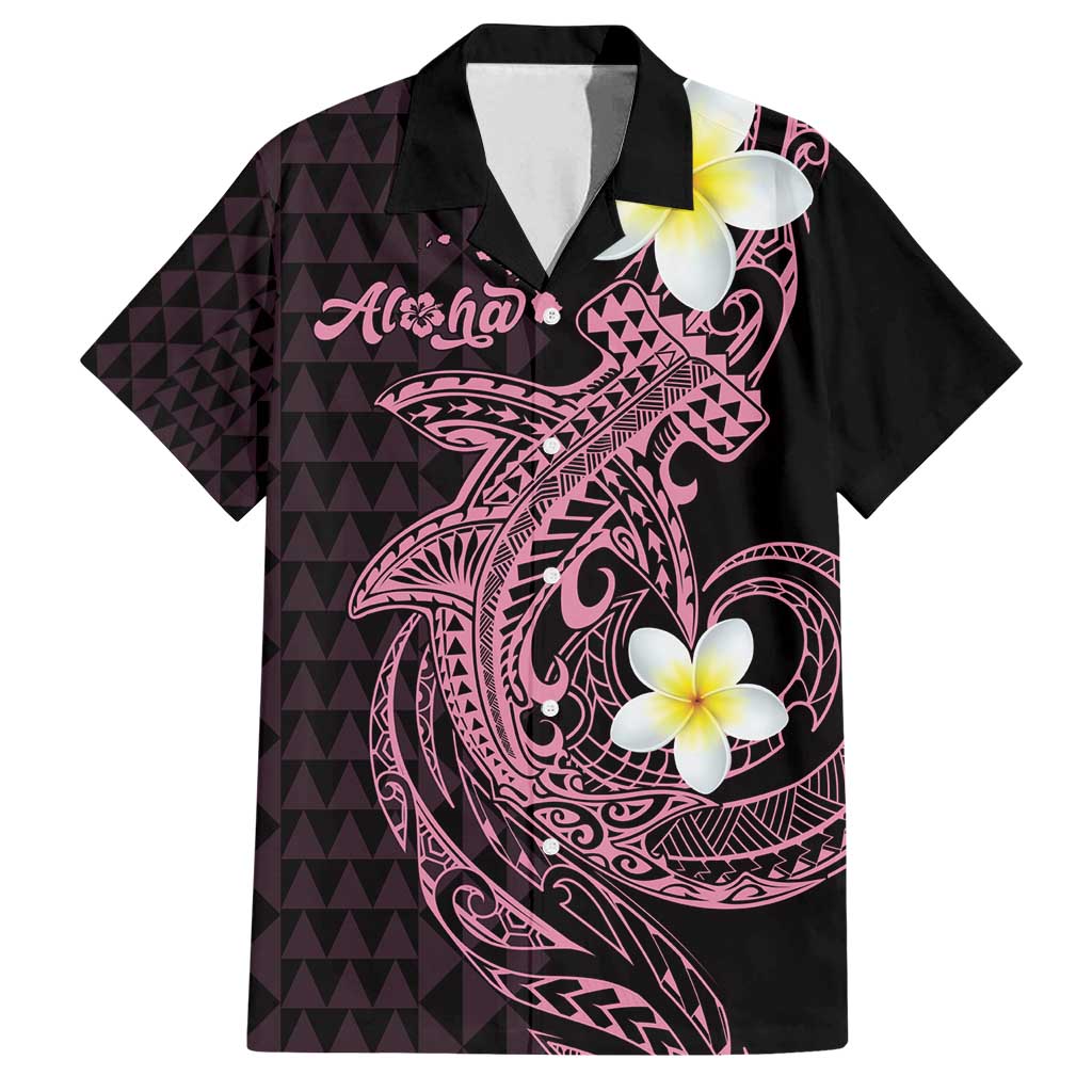 Aloha Hammerhead Shark Family Matching Off Shoulder Short Dress and Hawaiian Shirt Vivacious Pink Hawaiian Kakau Tribal Tattoo LT9 Dad's Shirt - Short Sleeve Pink - Polynesian Pride