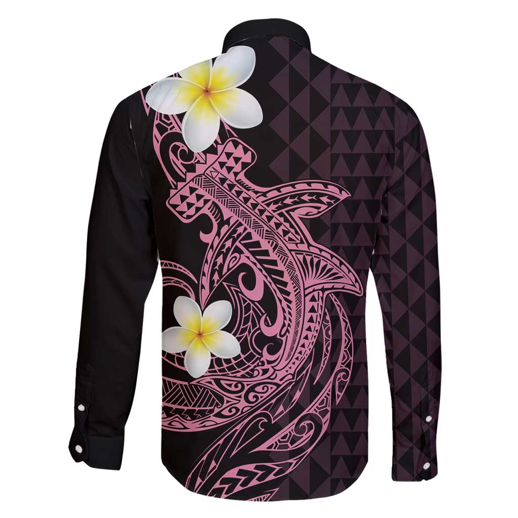 Aloha Hammerhead Shark Family Matching Off Shoulder Short Dress and Hawaiian Shirt Vivacious Pink Hawaiian Kakau Tribal Tattoo LT9 - Polynesian Pride