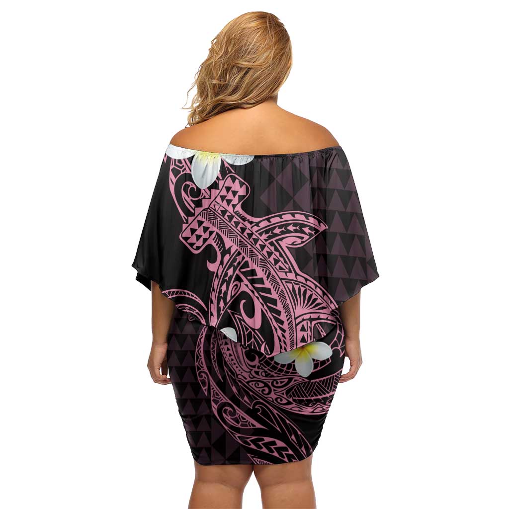 Aloha Hammerhead Shark Family Matching Off Shoulder Short Dress and Hawaiian Shirt Vivacious Pink Hawaiian Kakau Tribal Tattoo LT9 - Polynesian Pride