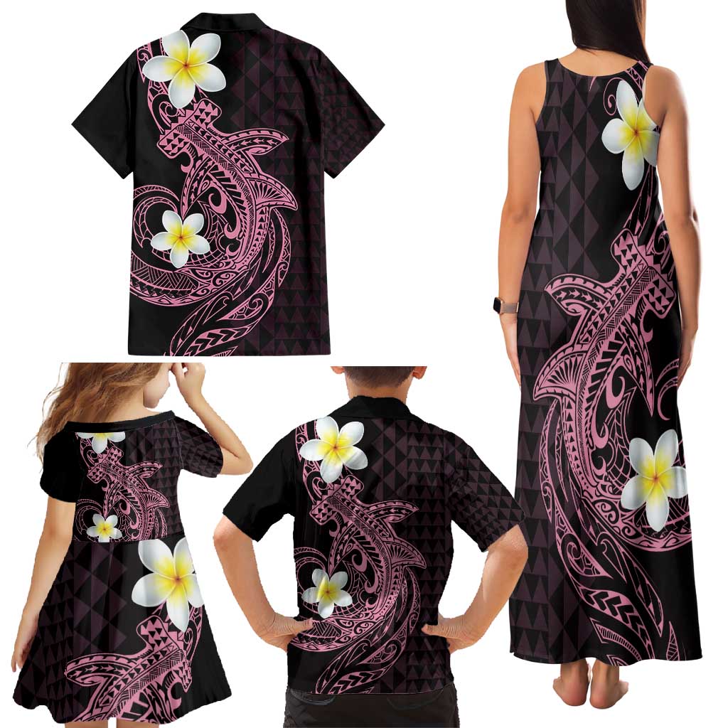 Aloha Hammerhead Shark Family Matching Tank Maxi Dress and Hawaiian Shirt Vivacious Pink Hawaiian Kakau Tribal Tattoo